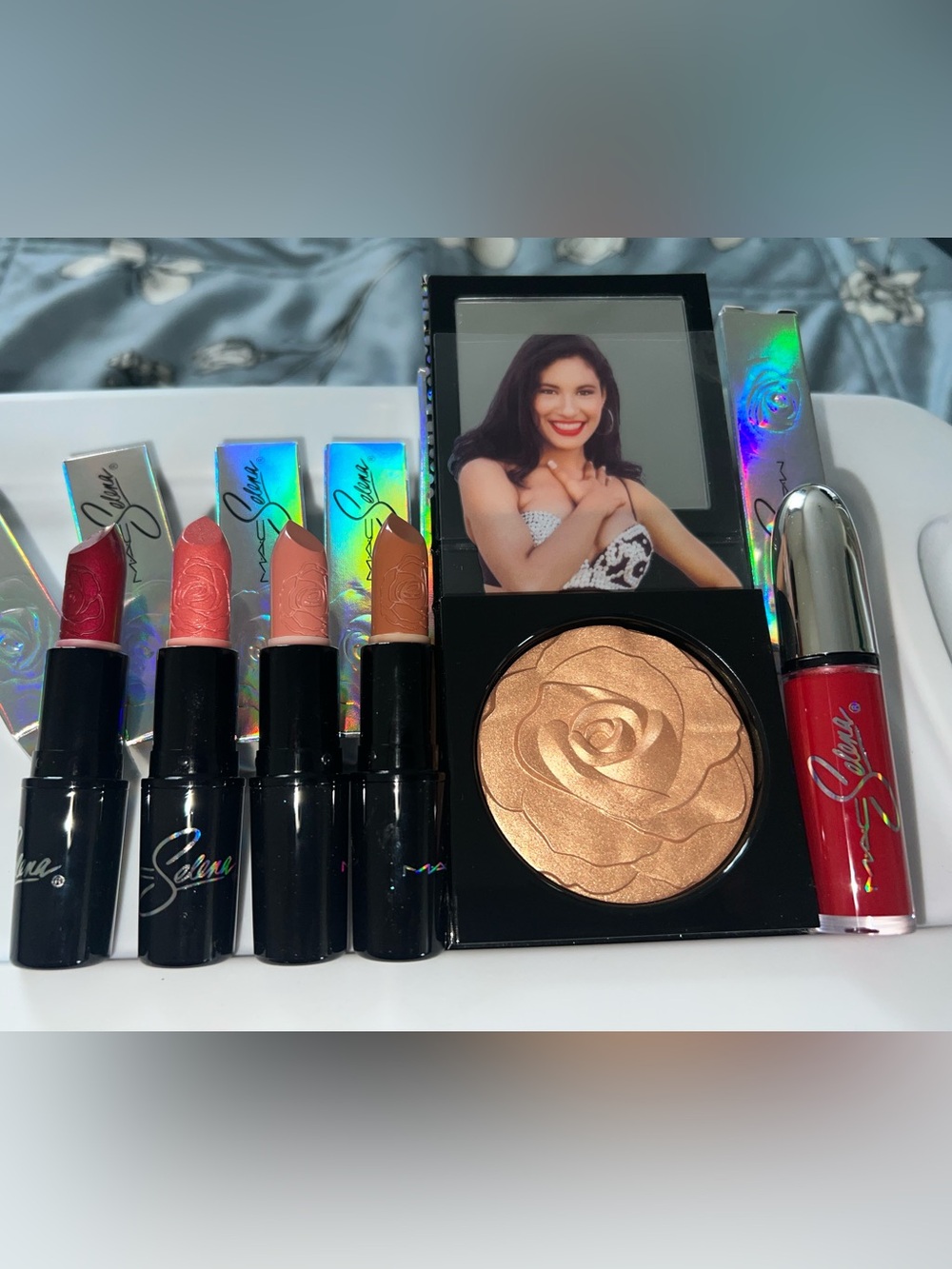 MAC Cosmetics Selena Lipstick Set with Bronzer and Red Lip Gloss